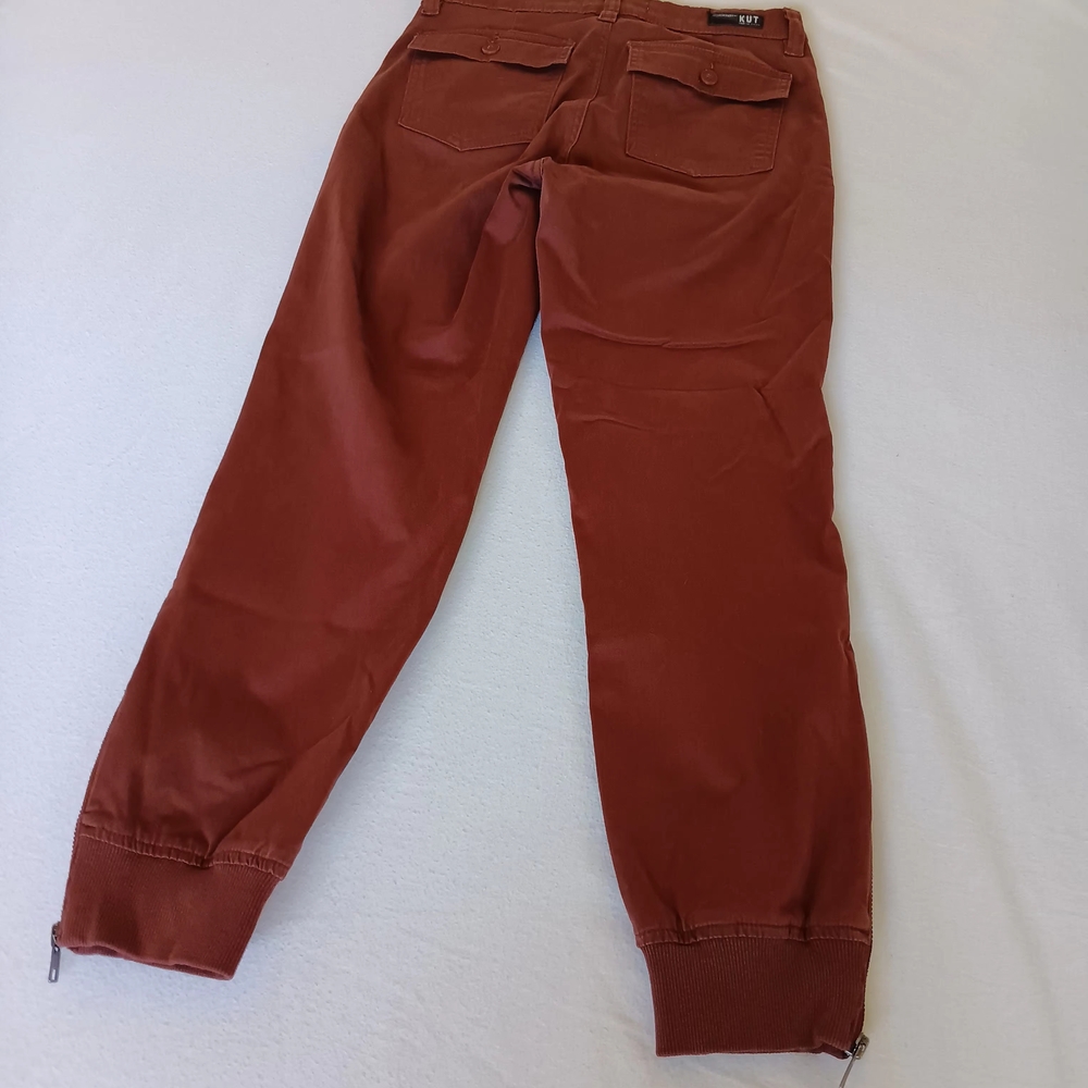 Kut from the Kloth Sz2 Chris High Rise Jogger Brown/Orange W/Cropped Zipper Legs - Picture 13 of 16
